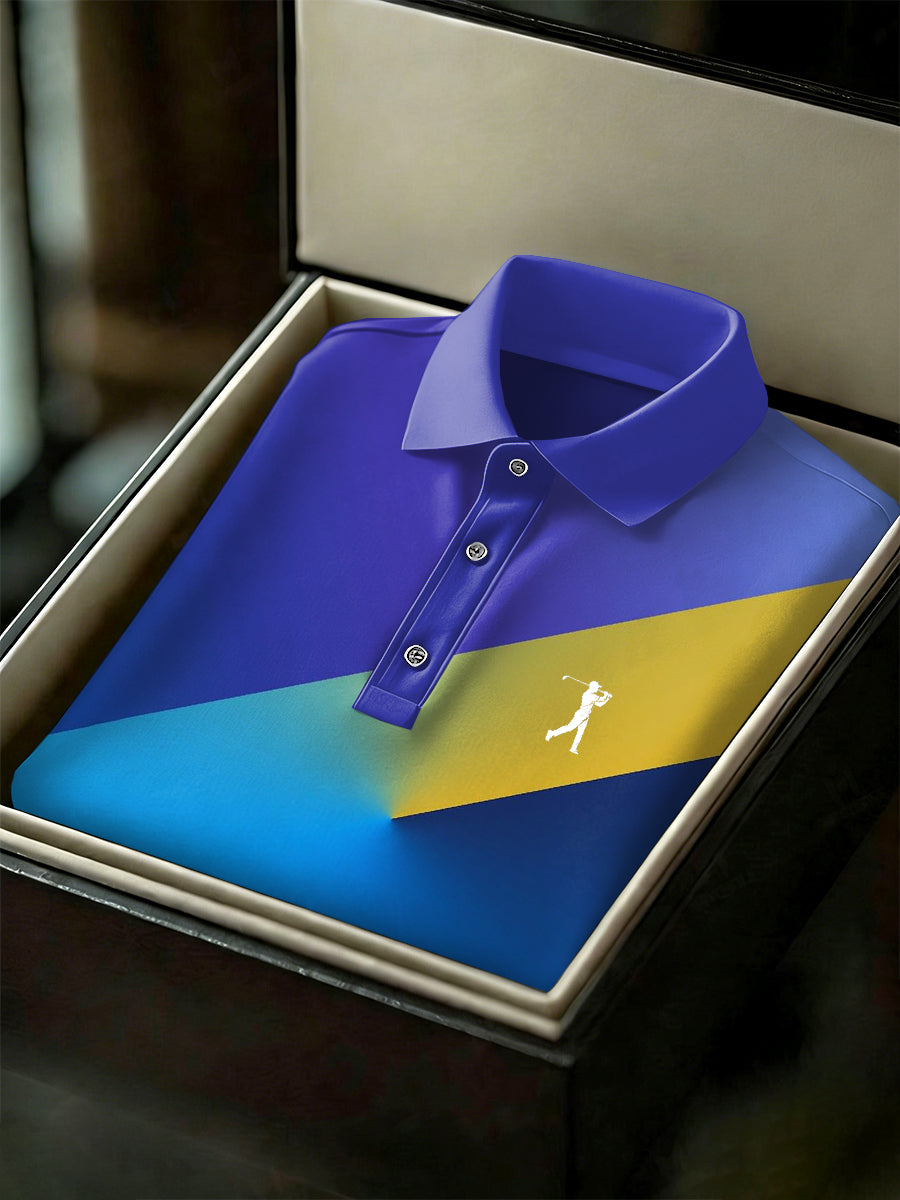 Polo décontracté imprimé de style d'affaires vintage pour hommes