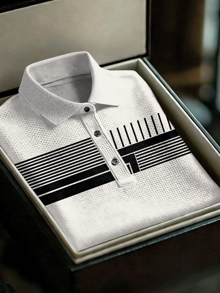 Polo décontracté imprimé de style d'affaires vintage pour hommes