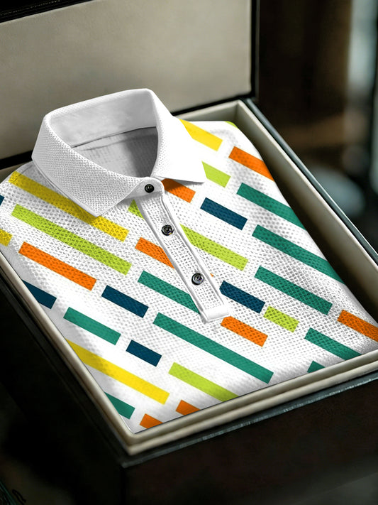 Polo décontracté imprimé de style d'affaires vintage pour hommes