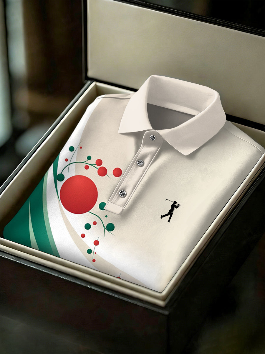 Polo décontracté imprimé de style d'affaires vintage pour hommes
