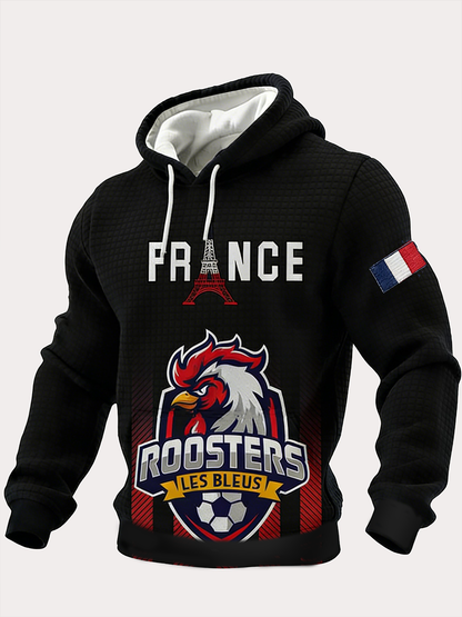 Sweat à capuche à carreaux en coton à imprimé France Football Homme