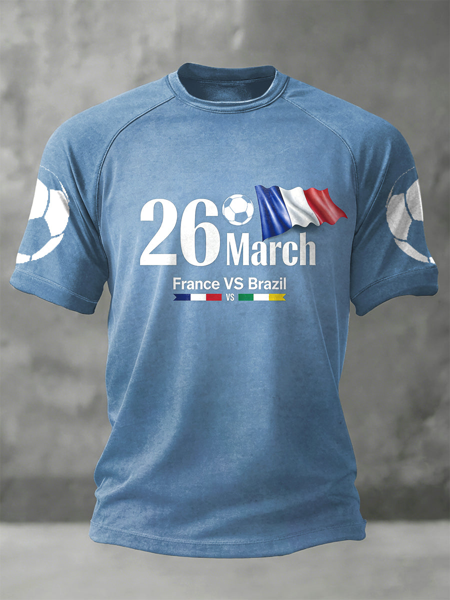 T-shirt de football pour hommes France vs Brésil 2026 Print