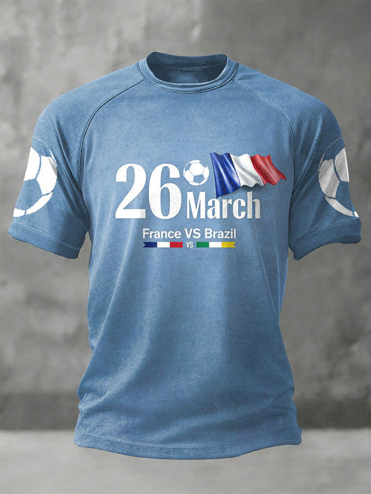T-shirt de football pour hommes France vs Brésil 2026 Print