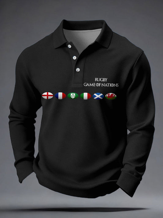 Hauts décontractés imprimés Nations of Rugby Lover pour hommes