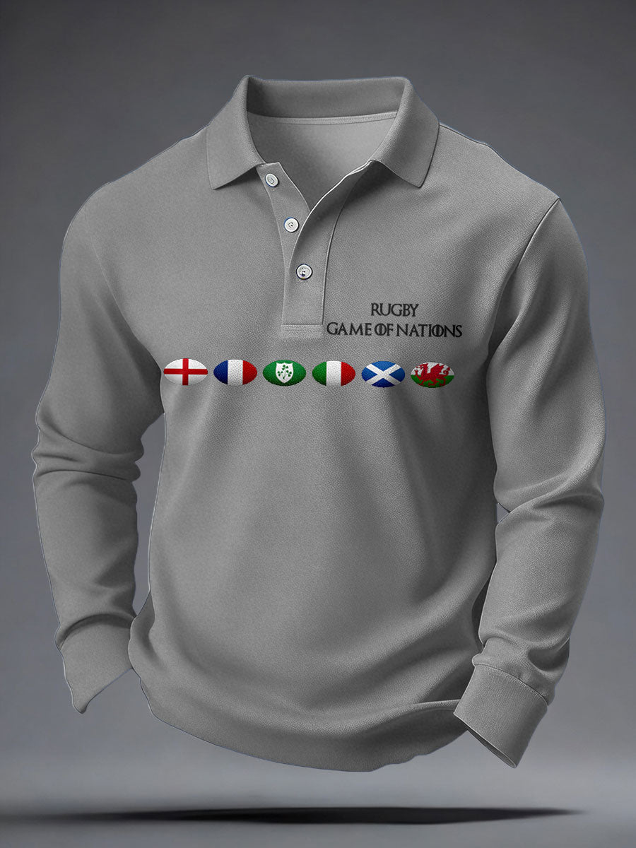 Hauts décontractés imprimés Nations of Rugby Lover pour hommes