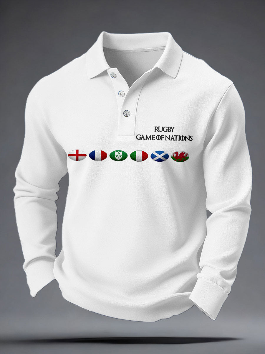 Hauts décontractés imprimés Nations of Rugby Lover pour hommes