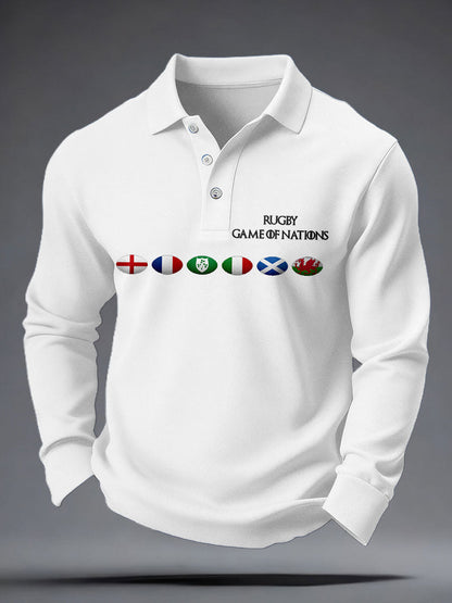 Hauts décontractés imprimés Nations of Rugby Lover pour hommes