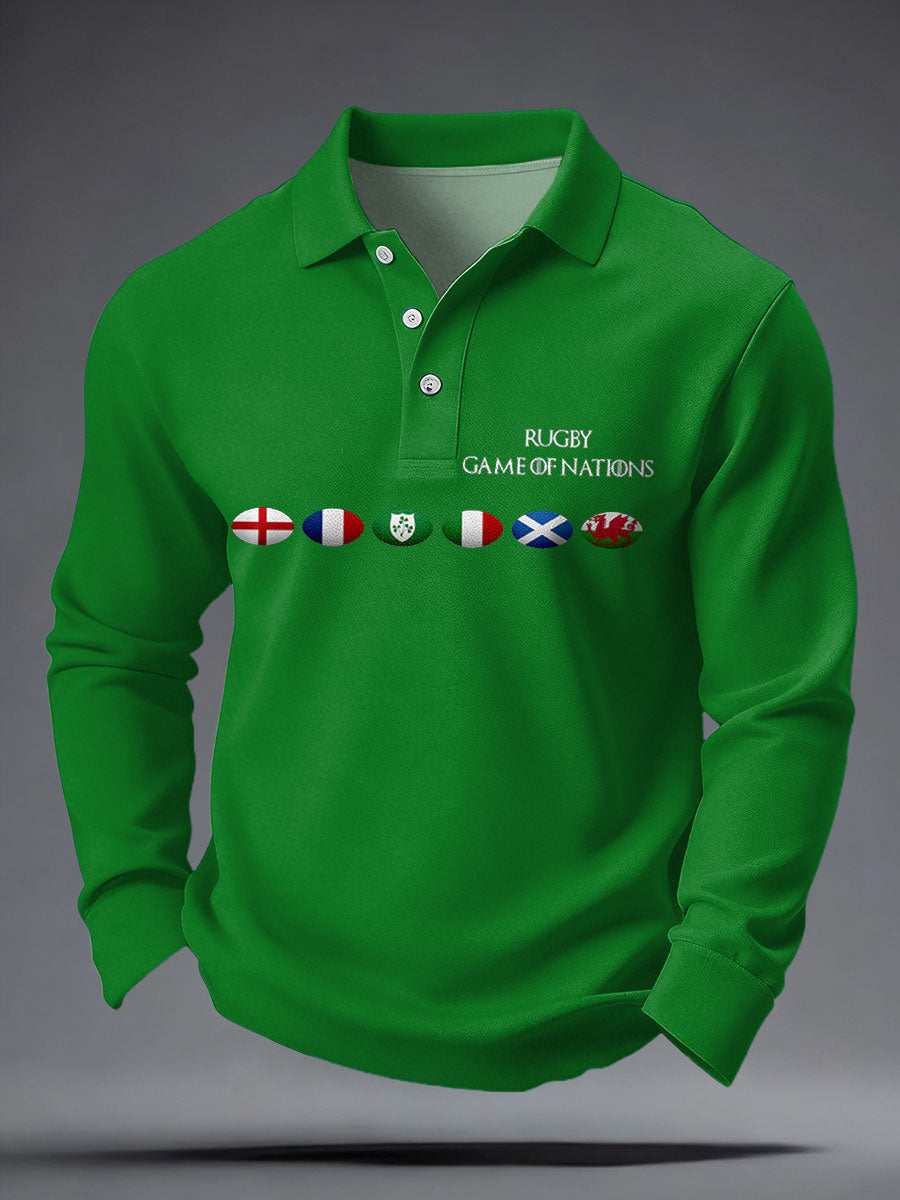 Hauts décontractés imprimés Nations of Rugby Lover pour hommes