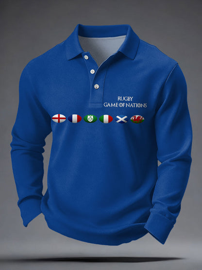 Hauts décontractés imprimés Nations of Rugby Lover pour hommes