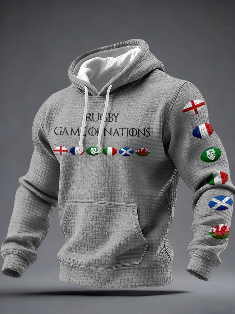 Chandail à capuchon imprimé Nations of Rugby Lover pour homme