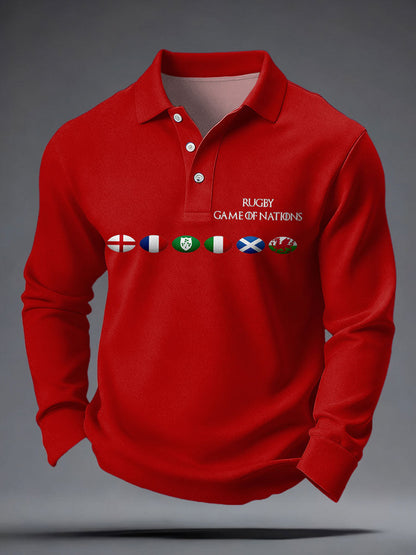 Hauts décontractés imprimés Nations of Rugby Lover pour hommes