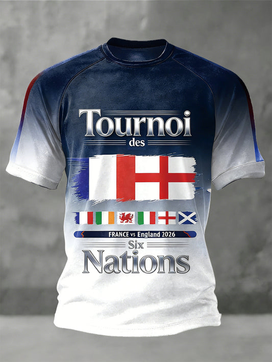 T-shirt en jersey imprimé France vs Angleterre Rugby Six Nations pour homme
