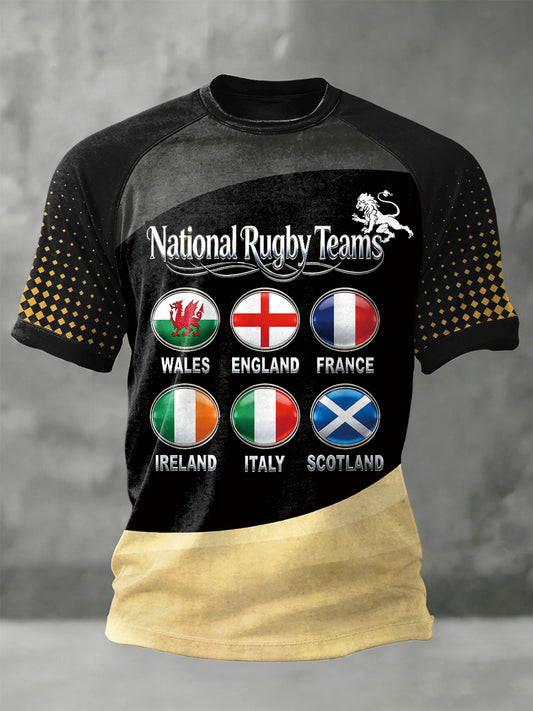 T-shirt décontracté imprimé Six Nations Rugby Championship pour homme