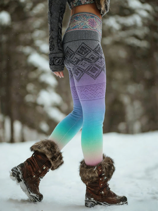 Femmes Retro Viking Celtic Knot Arbre De Vie Gradient Sport Stretch Leggings