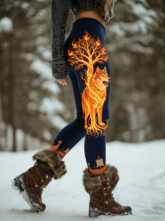 Femmes Retro Viking Celtic Art Pattern Athletic Stretch Leggings