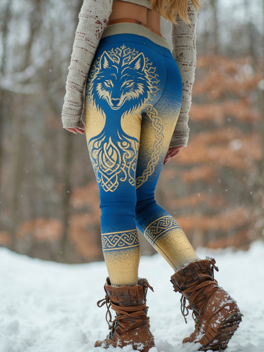 Femmes Retro Viking Celtic Art Pattern Athletic Stretch Leggings