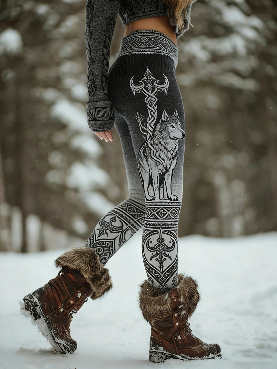 Femmes Retro Viking Celtic Art Pattern Athletic Stretch Leggings