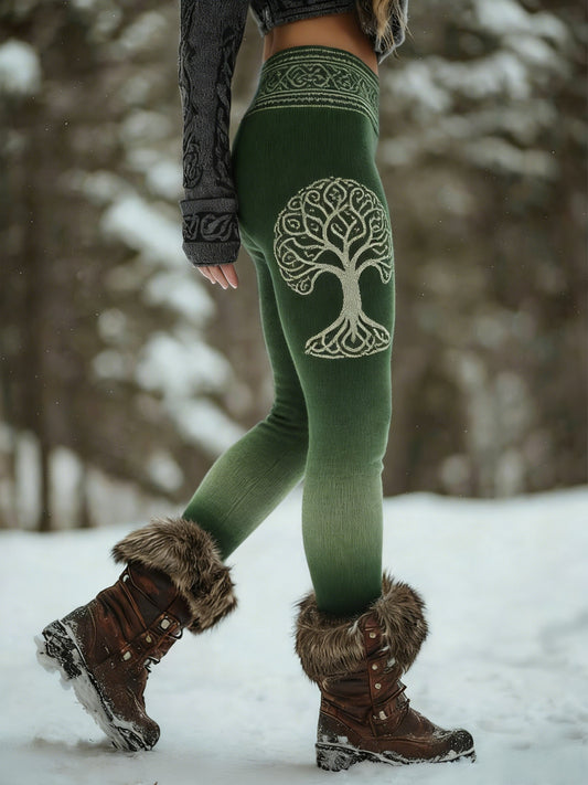 Leggings stretch sport à gradient arbre de vie noeud celtique pour femme