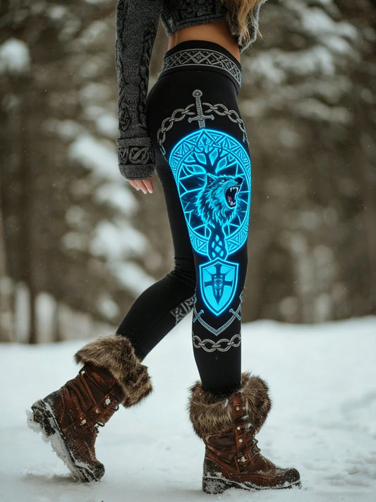 Femmes Retro Viking Celtic Art Pattern Athletic Stretch Leggings