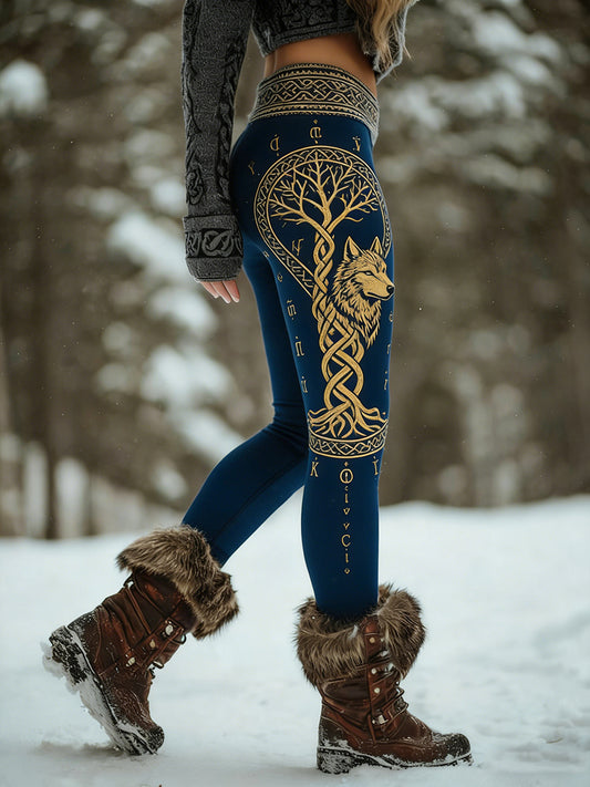Femmes Retro Viking Celtic Art Pattern Athletic Stretch Leggings