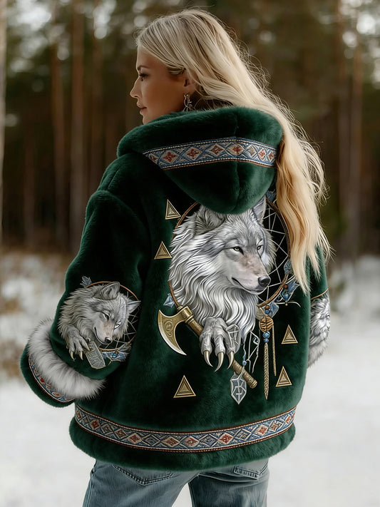 Veste en flanelle à motifs vintage de style celtique Viking pour femmes