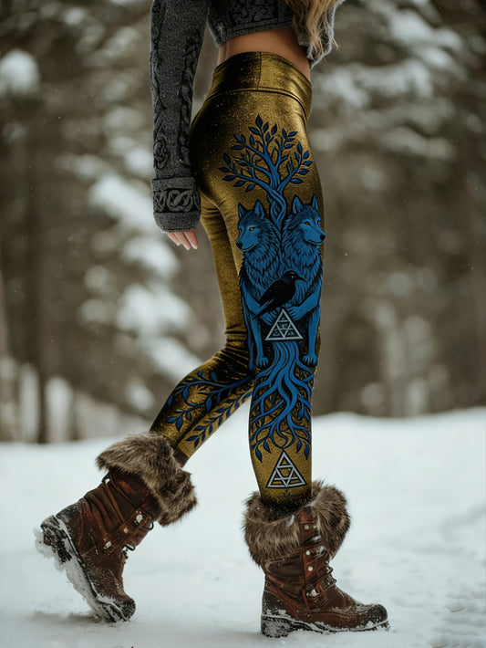 Femmes Retro Viking Celtic Art Pattern Athletic Stretch Leggings