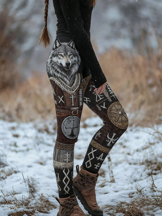 Femmes Retro Viking Celtic Art Pattern Athletic Stretch Leggings