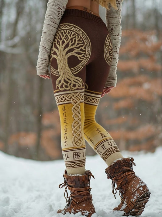 Femmes Viking Celtic Knot Arbre De Vie Gradient Sport Stretch Leggings