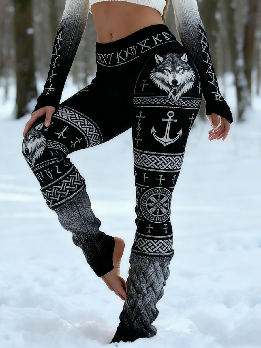 Femmes Retro Viking Celtic Art Pattern Athletic Stretch Leggings
