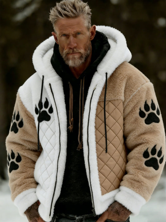 Hommes Retro Viking Wolf Totem style celtique flanelle chaud Sweat à capuche