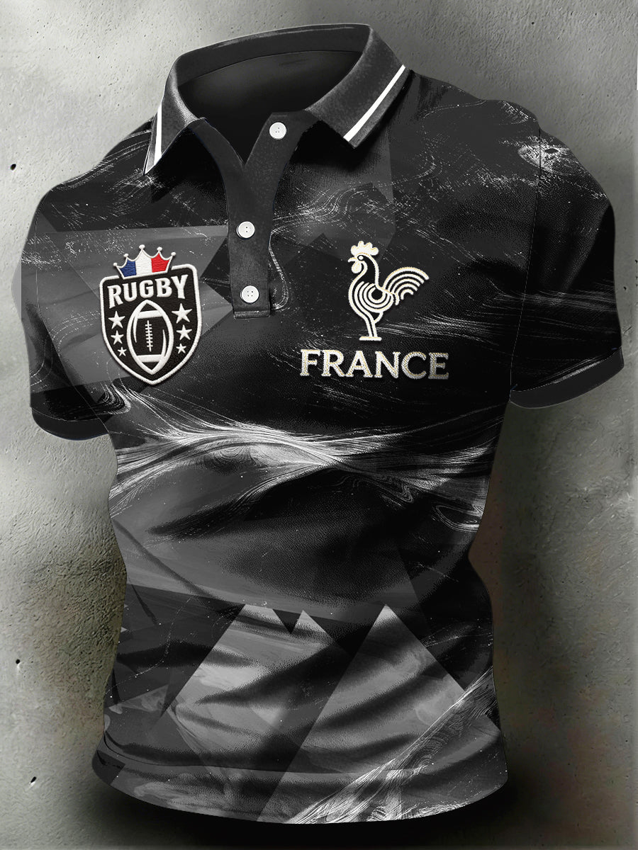 Polo Homme À Manches Courtes French Rugby Six Nations Noir