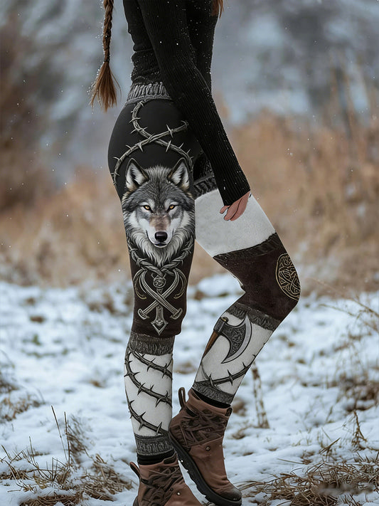 Femmes Retro Viking Celtic Art Pattern Athletic Stretch Leggings