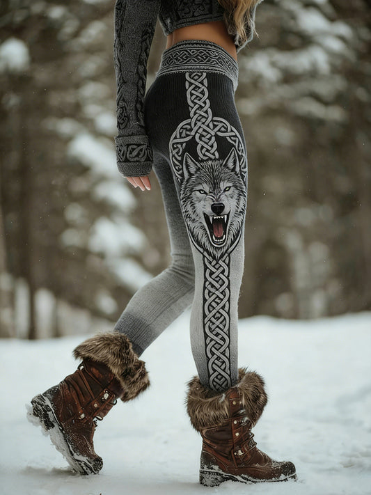Femmes Retro Viking Celtic Art Pattern Athletic Stretch Leggings