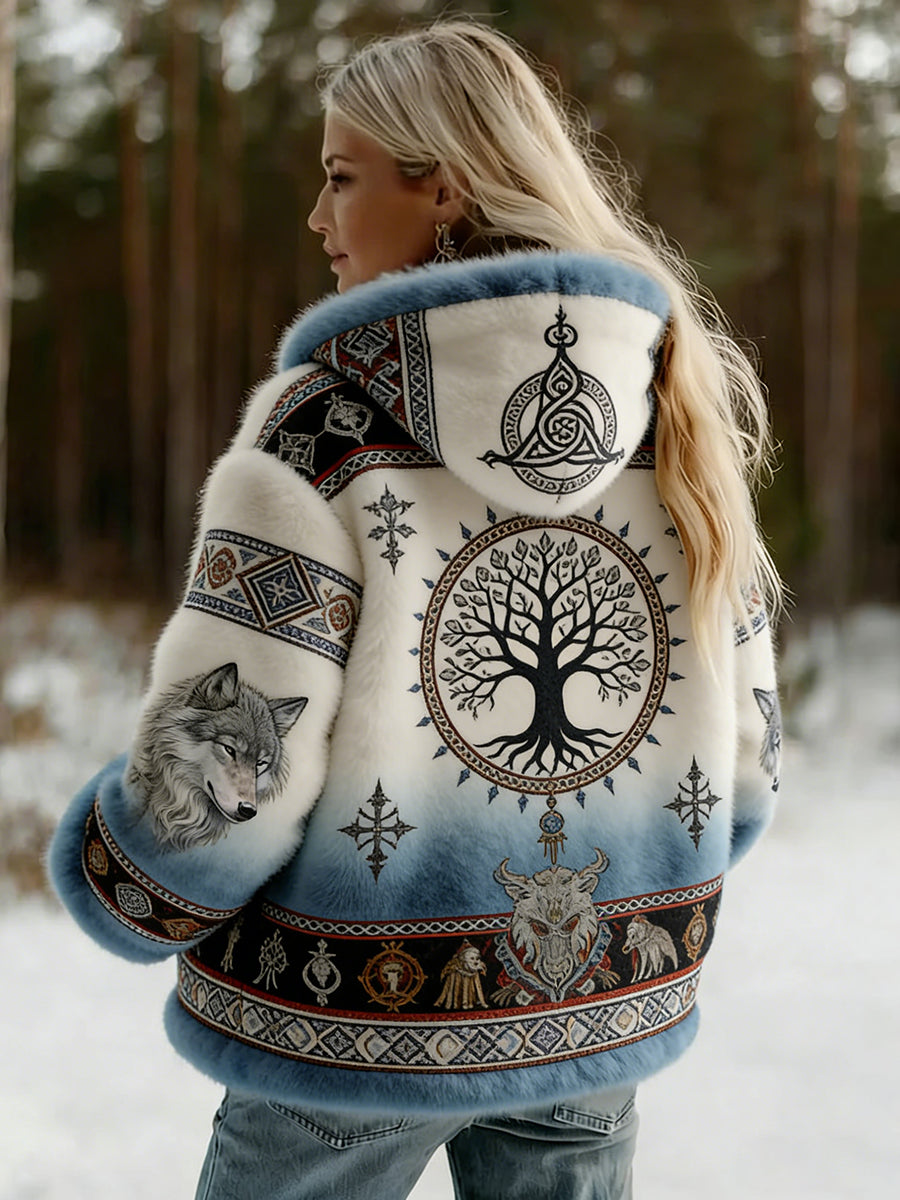 Veste en flanelle à motifs vintage de style celtique Viking pour femmes