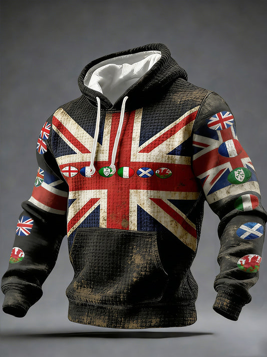 Chandail à capuchon imprimé Nations of Rugby Lover pour homme