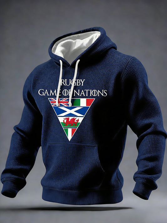 Chandail à capuchon imprimé Nations of Rugby Lover pour homme