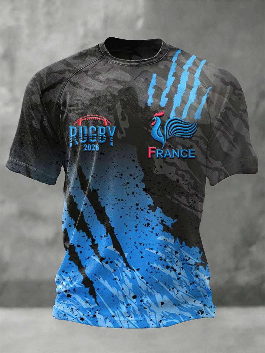 T-shirt France Rugby 2026 Print Support Jersey Homme