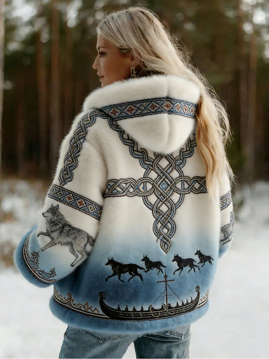 Veste en flanelle à motifs vintage de style celtique Viking pour femmes