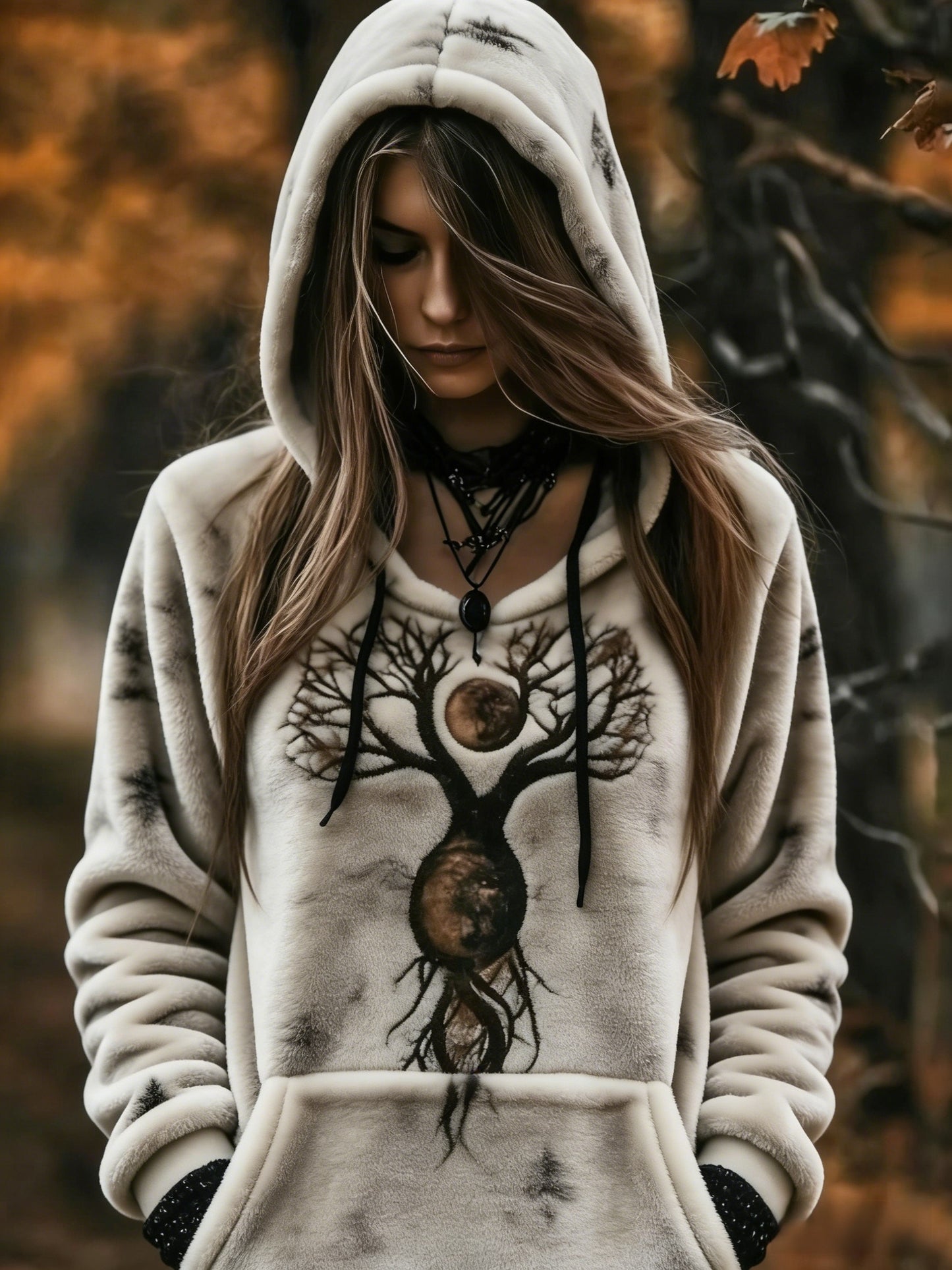 Retro Viking Celtic Knot Tree Of Life Gradient Sweat à capuche décontracté pour femme