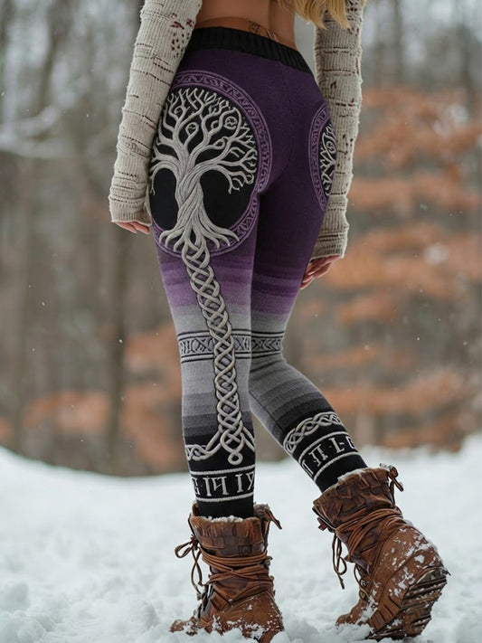 Leggings stretch sport à gradient arbre de vie noeud celtique pour femme