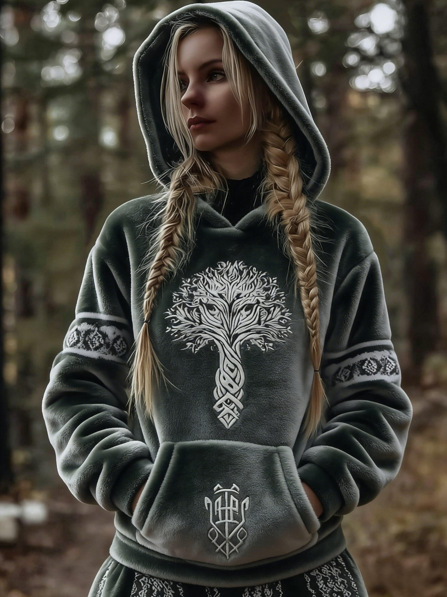 Retro Viking Celtic Knot Tree Of Life Gradient Sweat à capuche décontracté pour femme