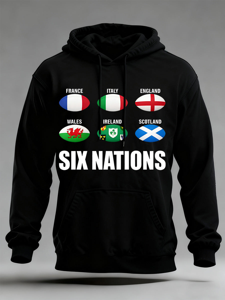 Sweat à capuche imprimé rugby Six Nations Homme
