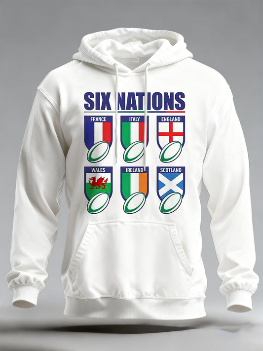 Sweat à capuche imprimé rugby Six Nations Homme