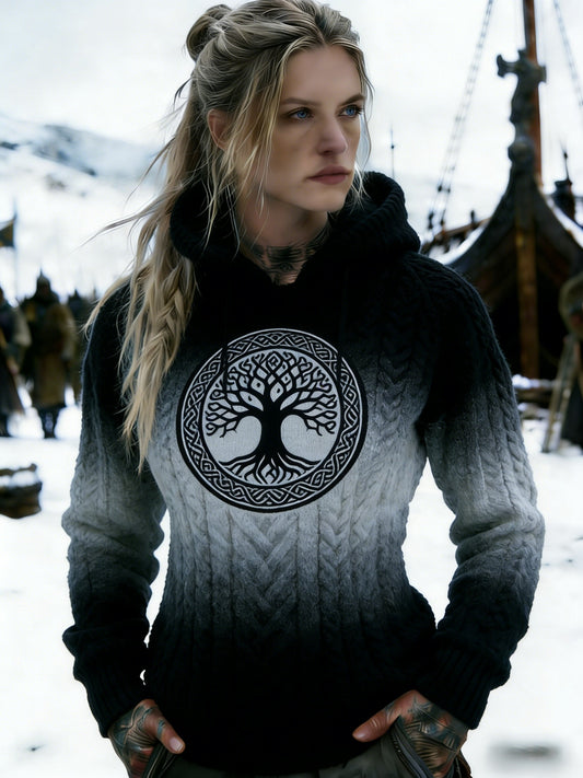 Femme Retro Viking Nordic Wolf Gradient Celtic Knot Sweat à capuche