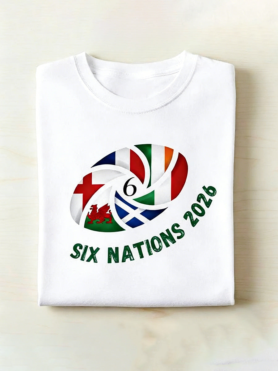 Six Nations Rugby Acclamation Imprimer Fan T-shirt Homme