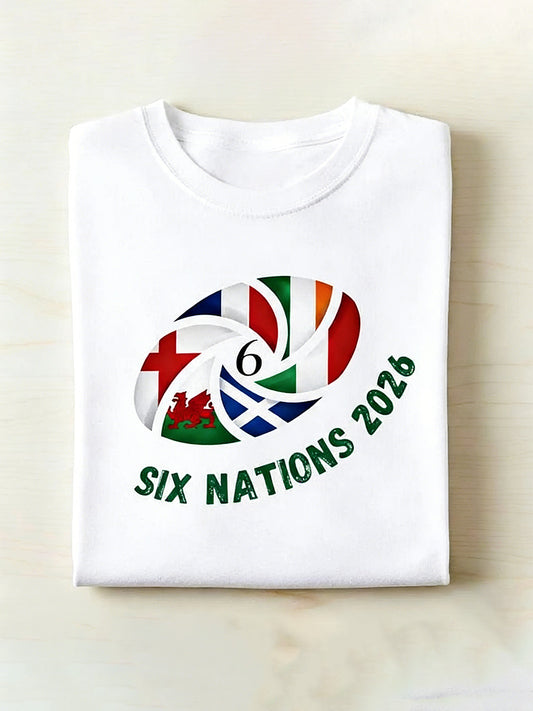 Six Nations Rugby Acclamation Imprimer Fan T-shirt Homme