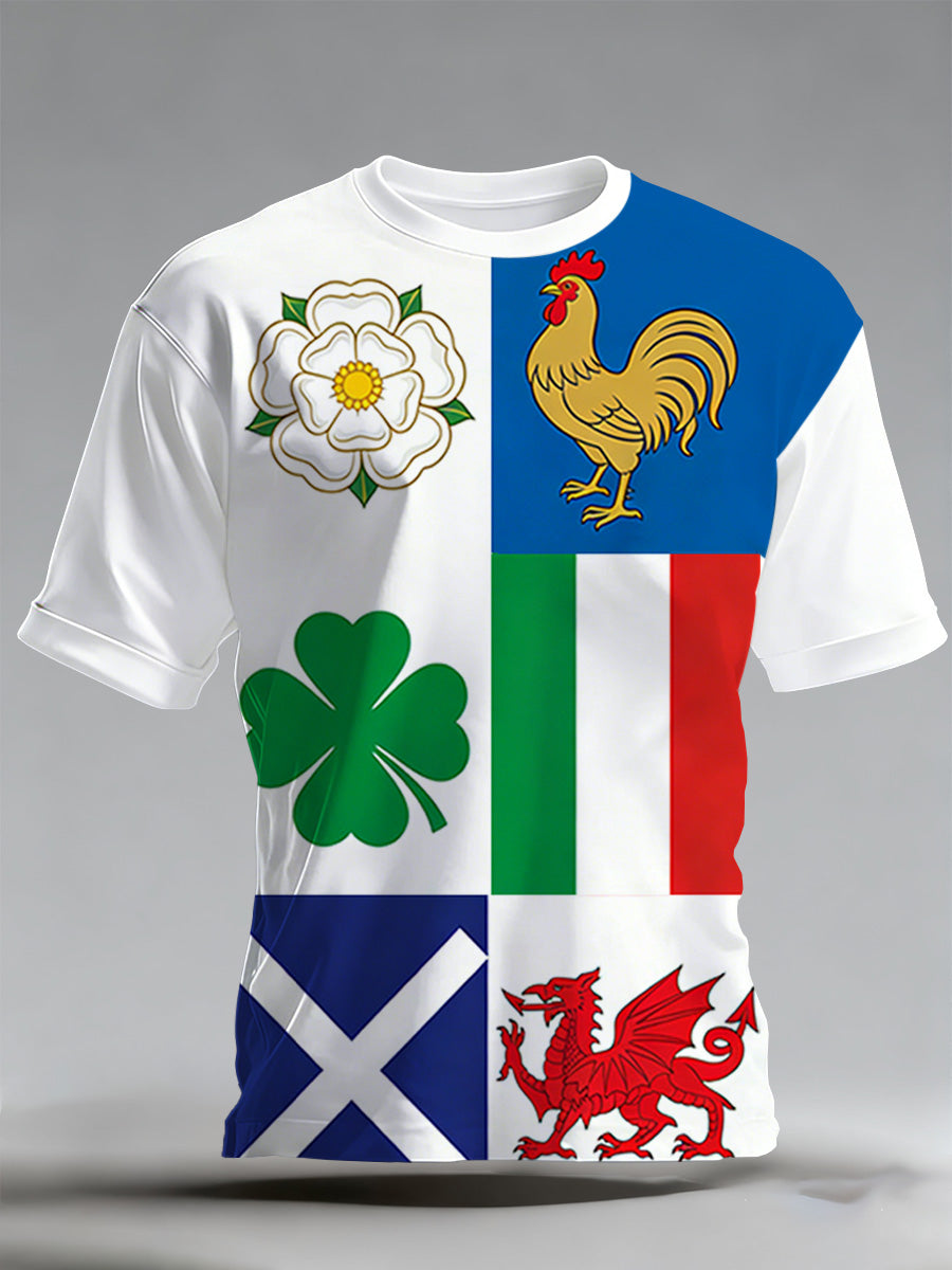 Six Nations Rugby Acclamation Imprimer Fan T-shirt Homme