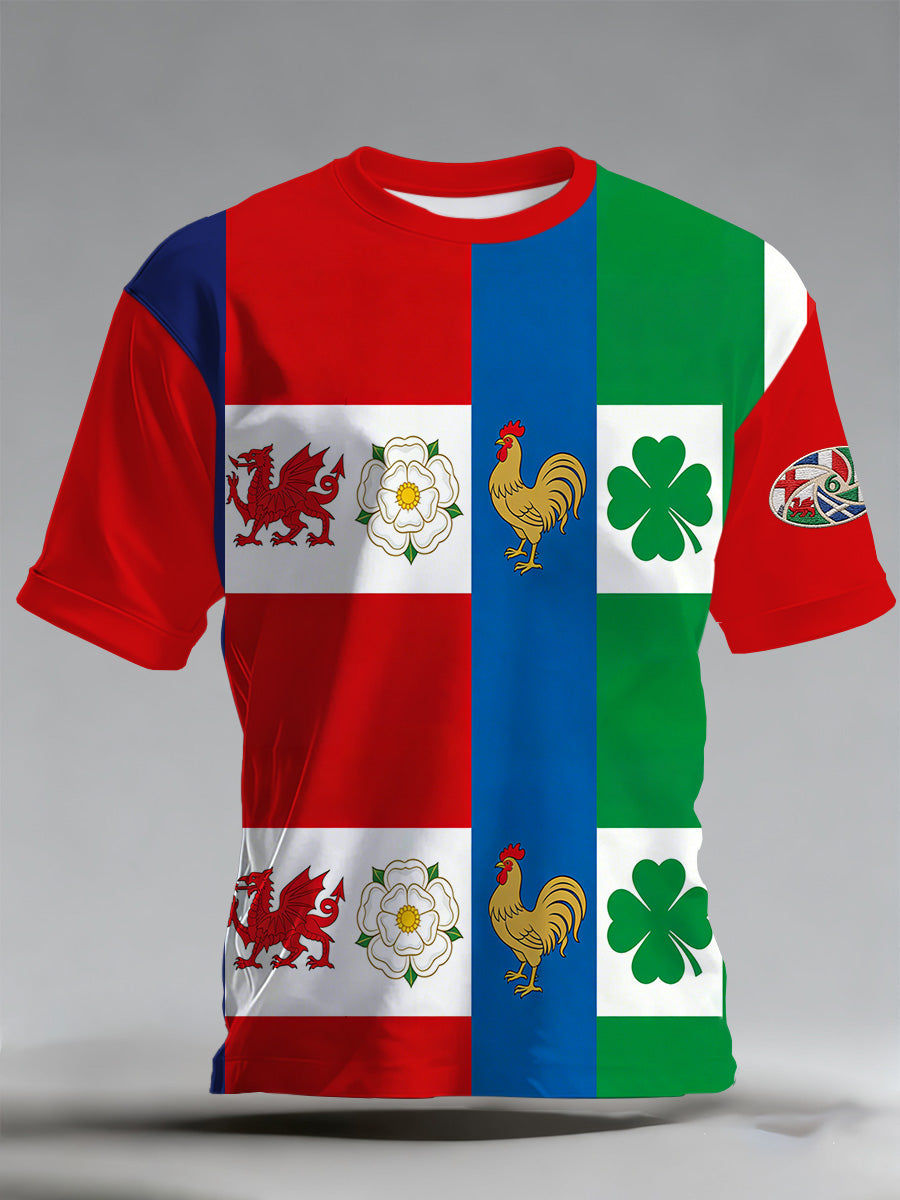 Six Nations Rugby Acclamation Imprimer Fan T-shirt Homme