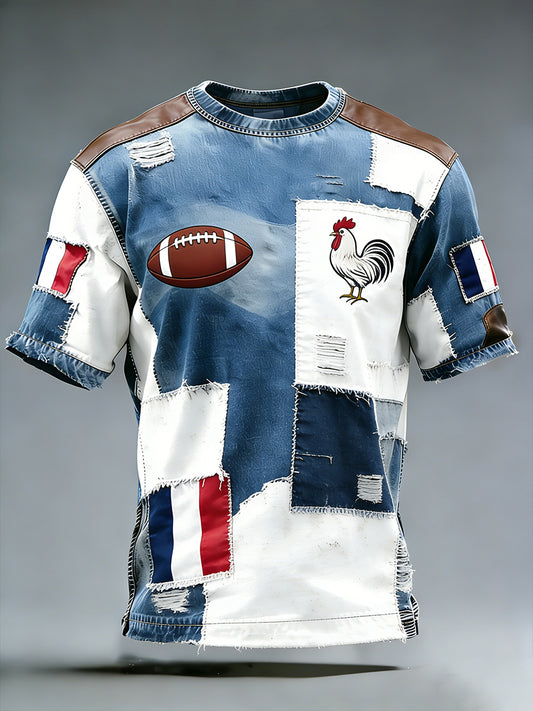 Rétro Français Rugby Style décontracté et confortable T-shirt