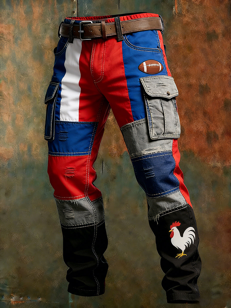 Pantalons de travail décontractés et confortables pour hommes, style rétro français rugby.